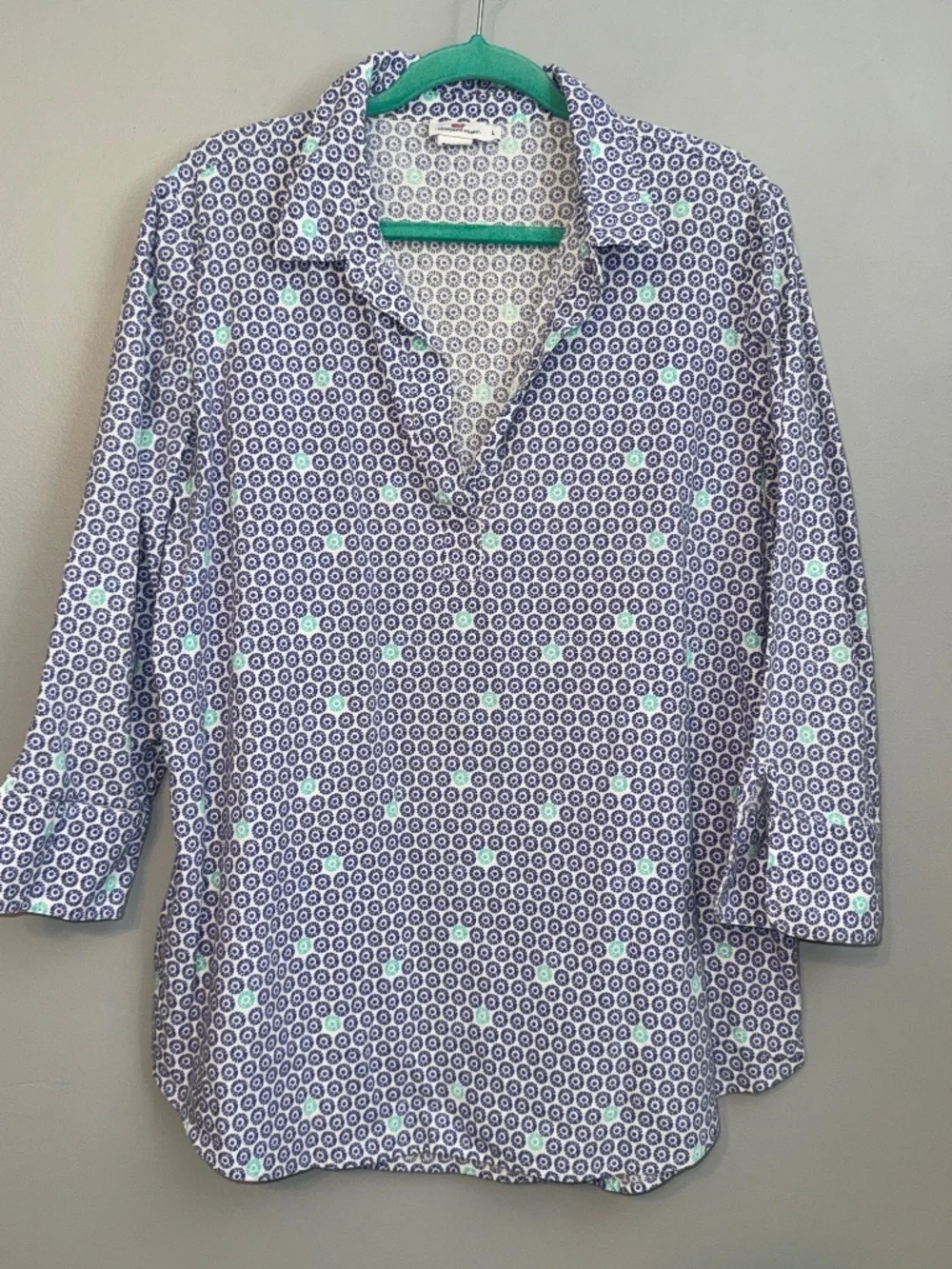 EUC Vineyard Vines Linen Blend Popover Tunic Top Size Large